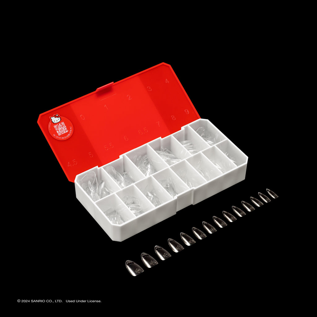 Hello Kitty® x Aprés Gel-X® Natural Almond Medium Bow Cut Out Box of Tips (280pcs, 14 sizes)