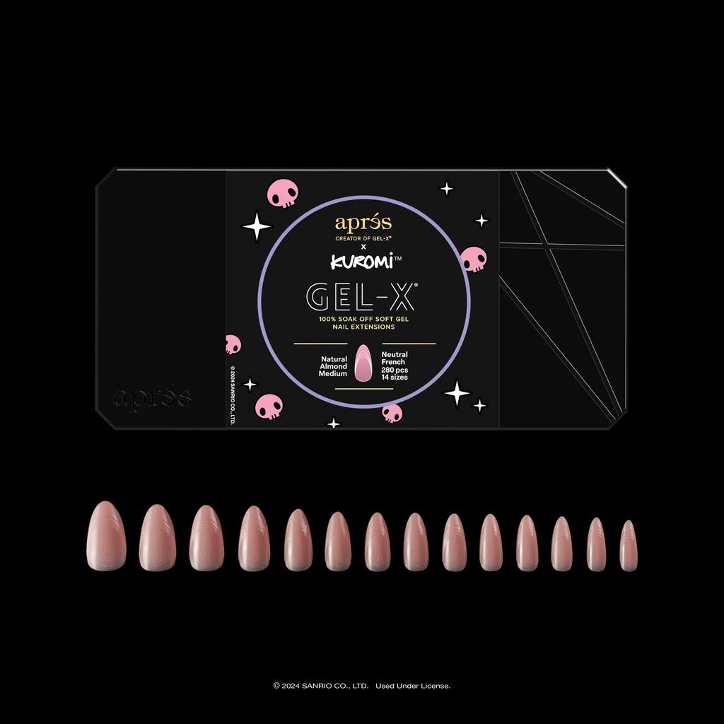 Kuromi™ x Aprés Gel-X® Neutral French Natural Almond Medium Box of Tips (280pcs, 14 Sizes)