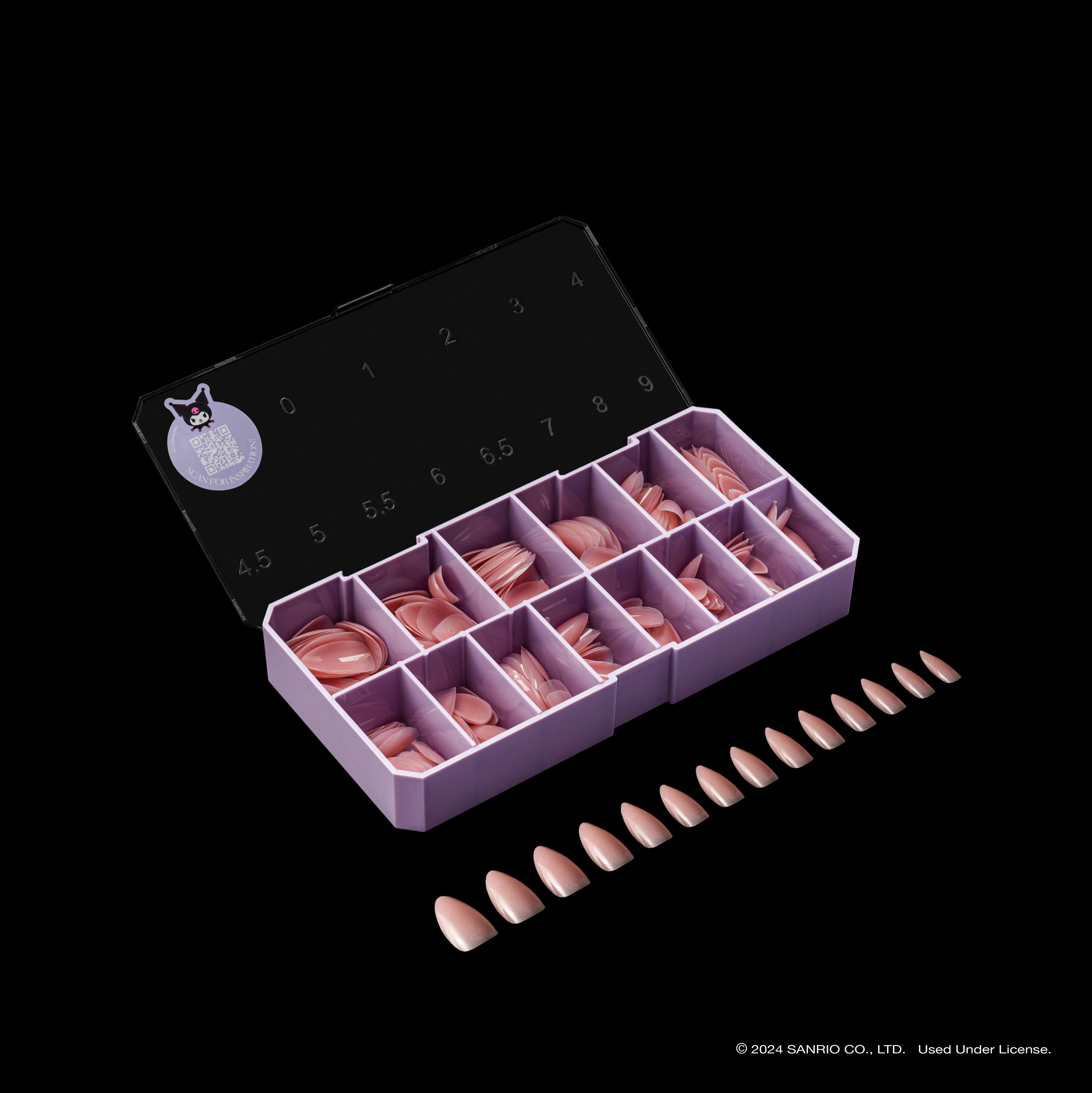 Kuromi™ x Aprés Gel-X® Neutral French Natural Almond Medium Box of Tips (280pcs, 14 Sizes)