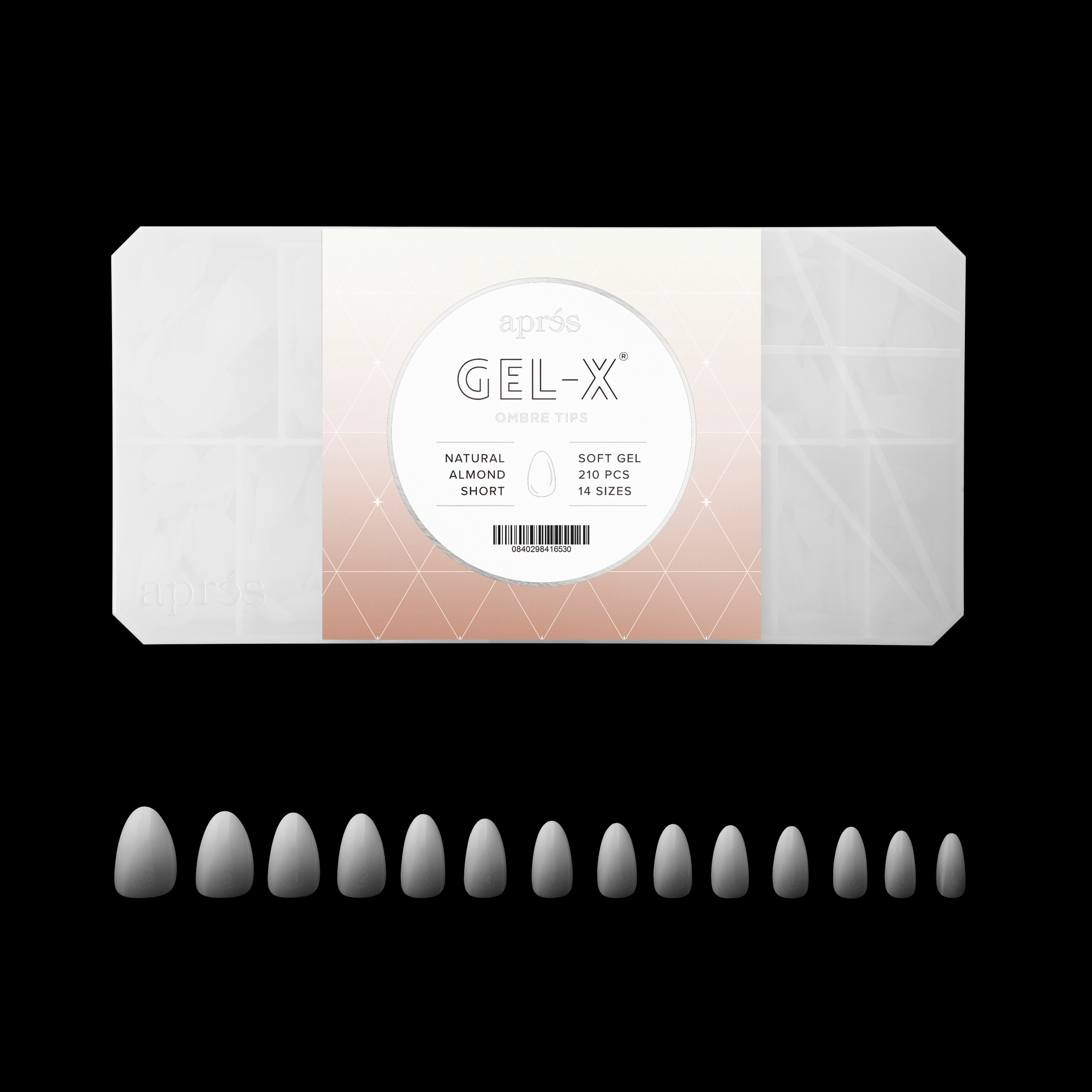 Ombré Gel-X® Natural Almond Short Tip Box of Tips - (210pcs)