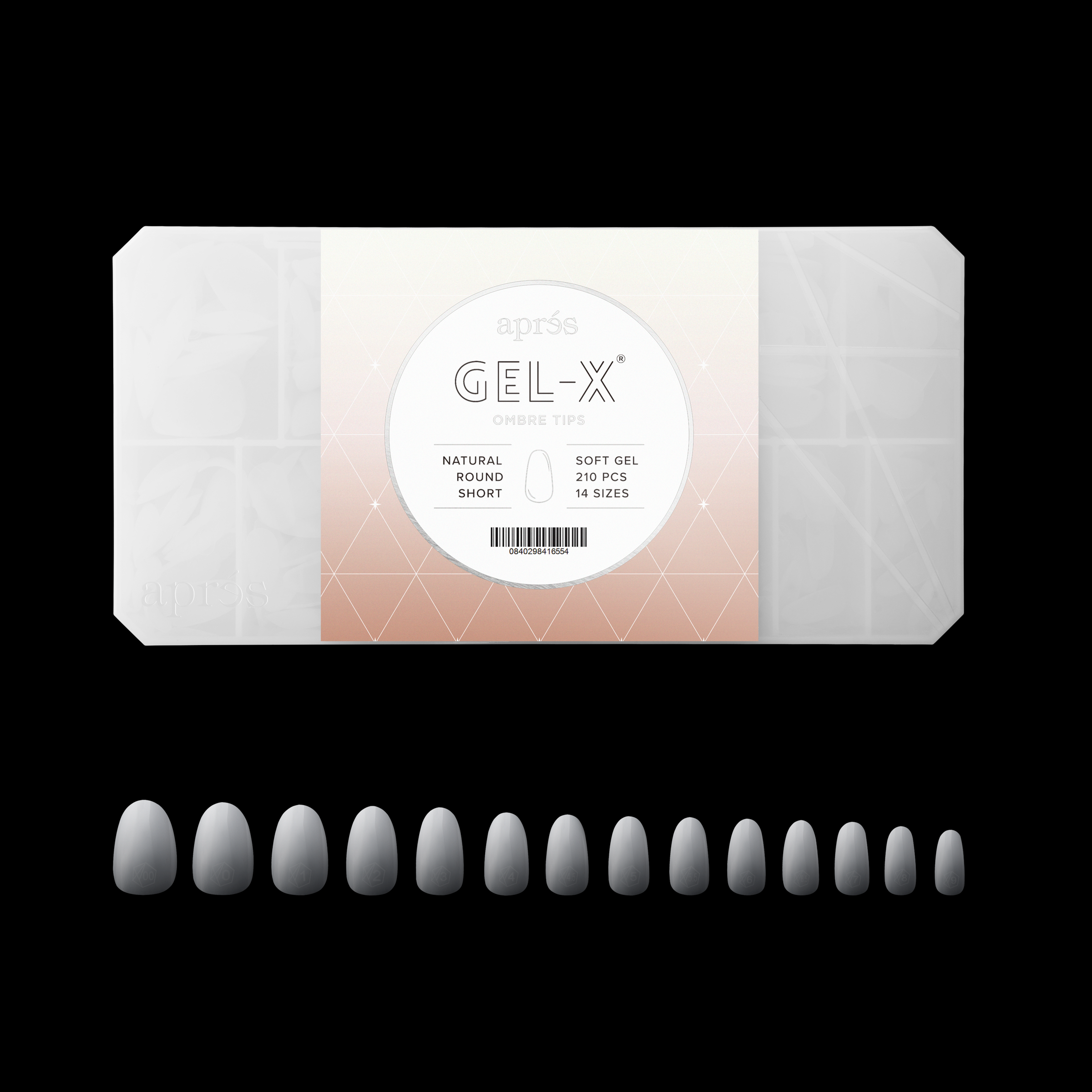 Ombré Gel-X® Natural Round Short Tip Box of Tips - (210pcs)