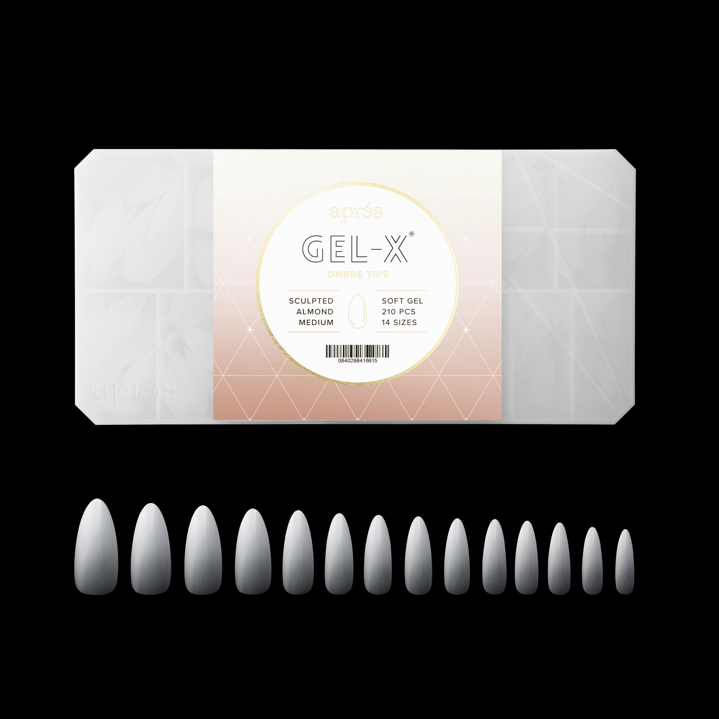Ombré Gel-X® Sculpted Almond Medium Tip Box of Tips - (210pcs)