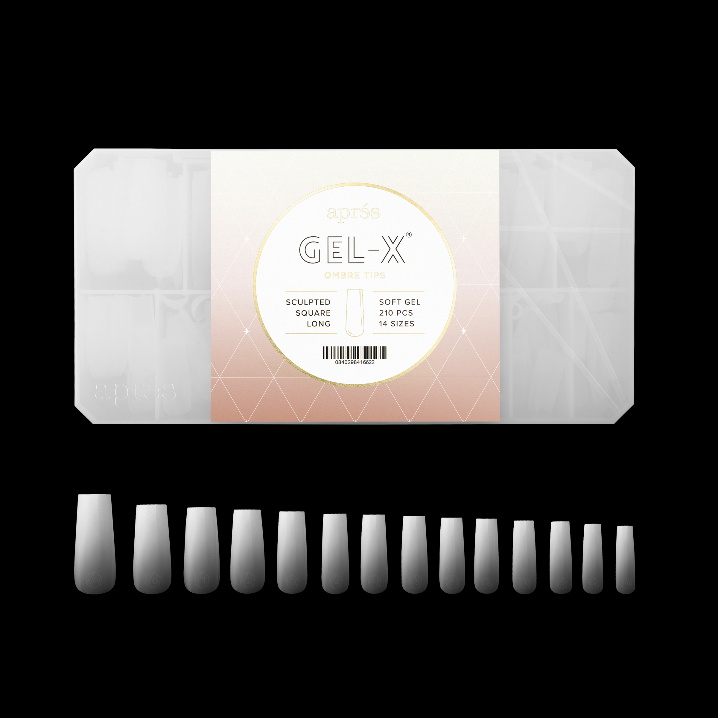 Ombré Gel-X® Sculpted Square Long Tip Box of Tips - (210pcs)